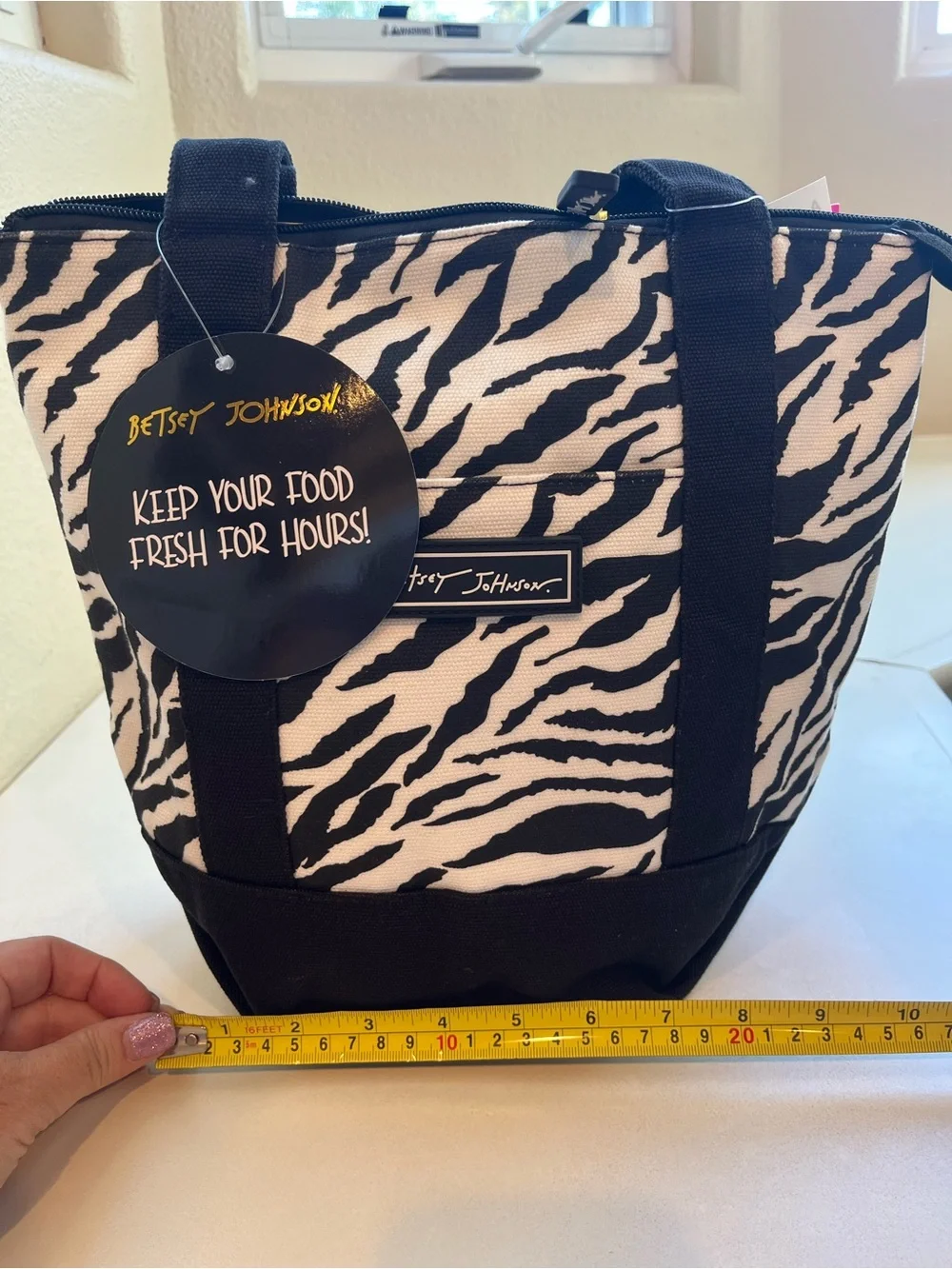 Betsey Johnson Black & White Zebra Insulated Lunch Tote Bag